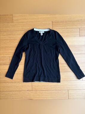 Banana Republic silk cotton black v neck sweater